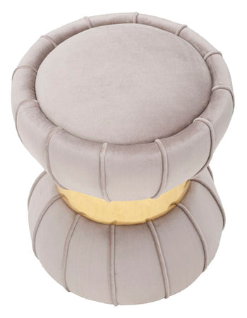 Sgabello "Flower" rotondo in velluto con fascia centrale color oro per interni
