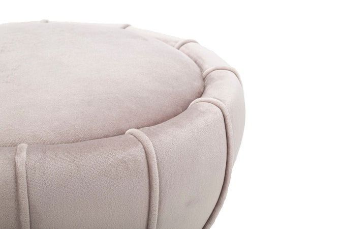 Sgabello "Flower" rotondo in velluto con fascia centrale color oro per interni