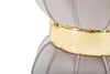 Sgabello Flower rotondo in velluto con fascia centrale color oro per interni