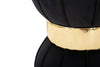 Sgabello Flower rotondo in velluto con fascia centrale color oro per interni