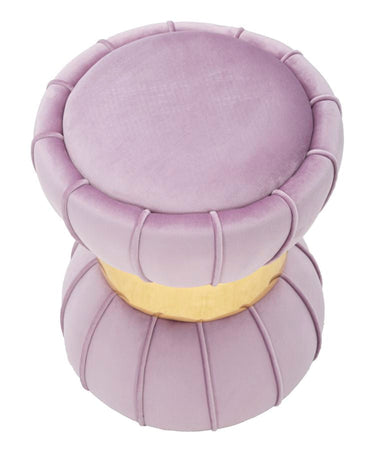 Sgabello "Flower" rotondo in velluto con fascia centrale color oro per interni