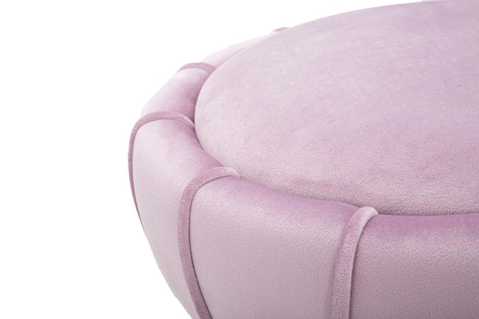 Sgabello "Flower" rotondo in velluto con fascia centrale color oro per interni