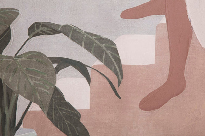 Dipinto su tela ragazza su scale con telaio in legno per decorazioni ambienti