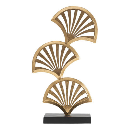 Ventagli decorativi in ferro color oro con base per decorazioni ambienti