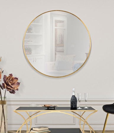 Specchio da parete rotondo cornice dorata per bagni e camere da letto