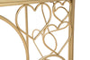 Console Heart struttura in metallo color oro ripiano in vetro per interni