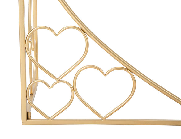 Console "Heart" struttura in metallo color oro ripiano in vetro per interni