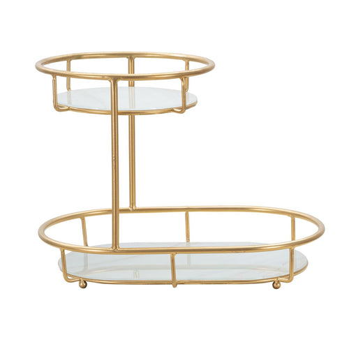 Svuota tasche in metallo colore oro con ripiani in vetro per interni