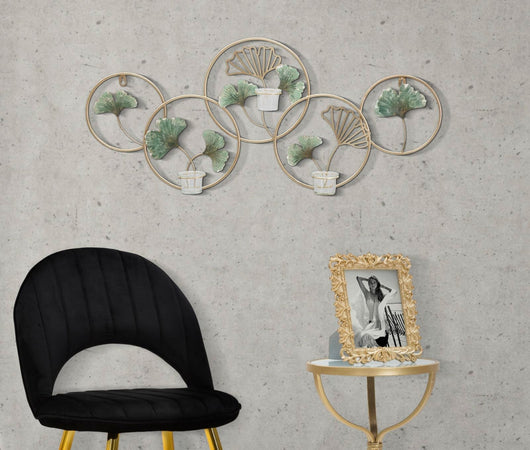 Porta candela decorativo da muro struttura in metallo e vetro per interni