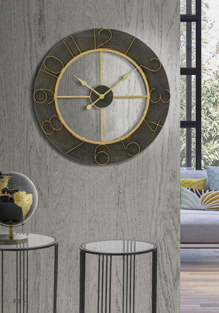 Orologio da parete in legno MDF e ferro per salotto e cucina