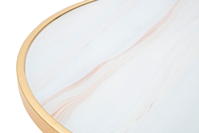 Tavolinetto tondo struttura in metallo color oro ripiano in vetro per interni