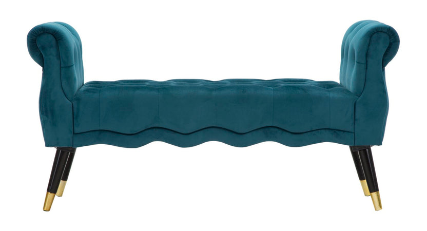 Panchetta "Paris" in poliestere gambe in legno colore nero per interni