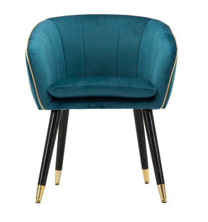 Poltrona "Paris" in poliestere gambe in metallo color nero e oro per interni