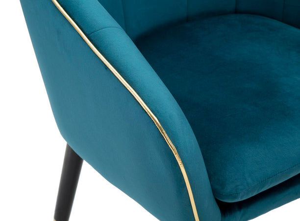 Poltrona "Paris" in poliestere gambe in metallo color nero e oro per interni