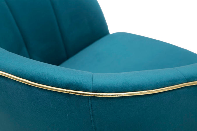Poltrona "Paris" in poliestere gambe in metallo color nero e oro per interni