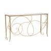 Console Art struttura in metallo color oro e ripiano in vetro per interni