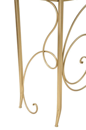 Console "Art" struttura in metallo color oro e ripiano in vetro per interni