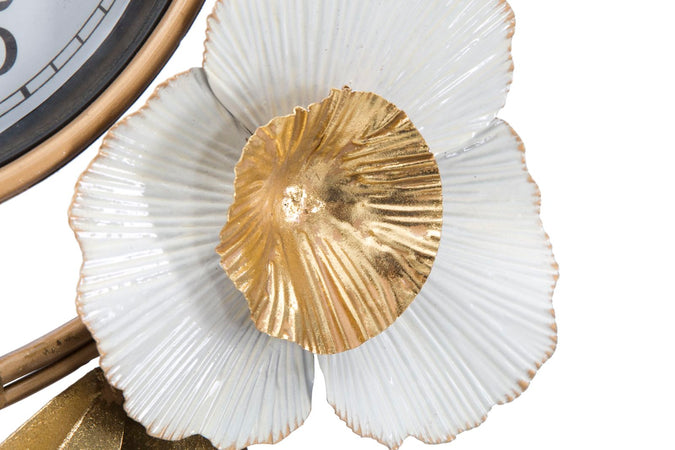 Orologio da parete con fiori e foglie decorative per salotto e cucina