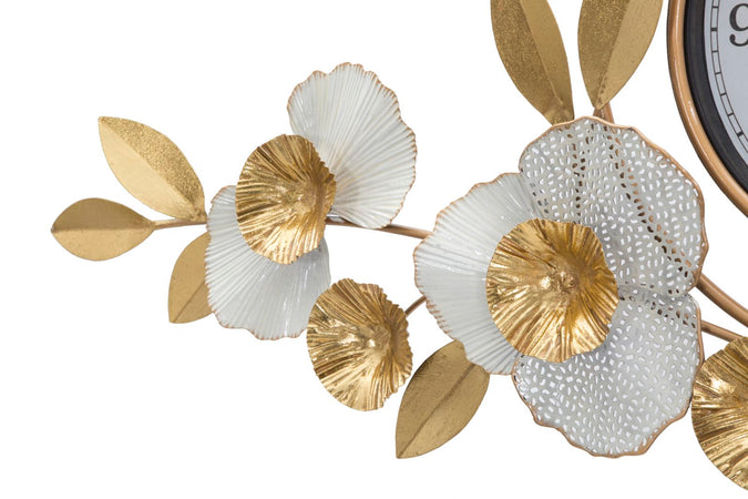 Orologio da parete con fiori e foglie decorative per salotto e cucina