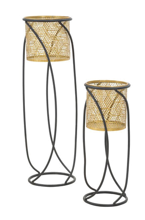 Coppia porta vasi "Curvy" con supporto in metallo per interni set da 2
