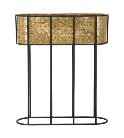 Porta vasi ovale color oro con supporto in metallo per interni