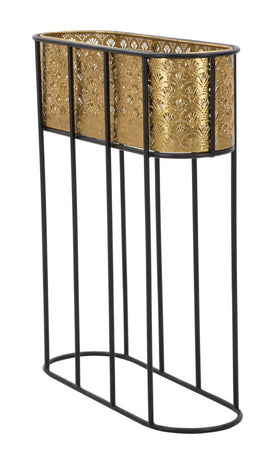 Porta vasi ovale color oro con supporto in metallo per interni