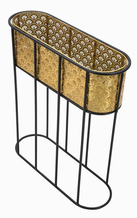 Porta vasi ovale color oro con supporto in metallo per interni
