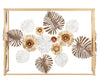 Console struttura in metallo con fiori decorativi ripiano in vetro per interni