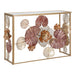 Console struttura in metallo con fiori decorativi ripiano in vetro per interni