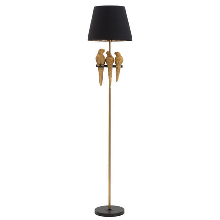 Lampada "Pappagallo" struttura in metallo color oro e poliestere per interni