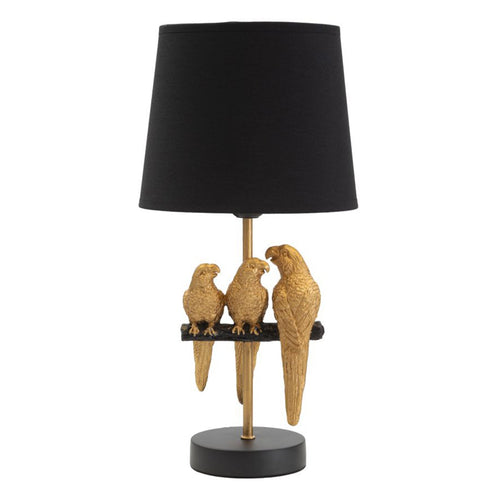 Lampada Pappagallo struttura in metallo color oro e poliestere per interni