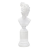 Scultura donna romana in poliresina colore bianco con piedistallo per decorazioni ambienti