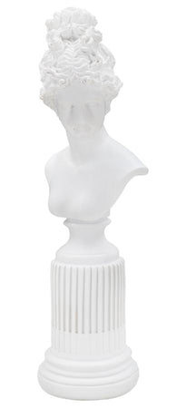 Scultura donna romana in poliresina colore bianco con piedistallo per decorazioni ambienti