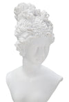 Scultura donna romana in poliresina colore bianco con piedistallo per decorazioni ambienti