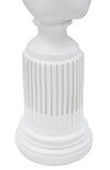 Scultura donna romana in poliresina colore bianco con piedistallo per decorazioni ambienti