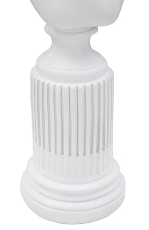 Scultura donna romana in poliresina colore bianco con piedistallo per decorazioni ambienti