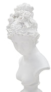 Scultura donna romana in poliresina colore bianco con piedistallo per decorazioni ambienti