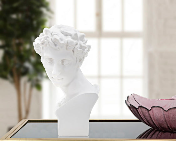 Scultura uomo romano in poliresina colore bianco per decorazioni ambienti