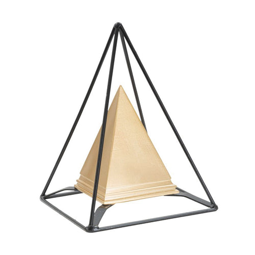 Piramide decorativa in poliresina color oro per decorazioni ambienti