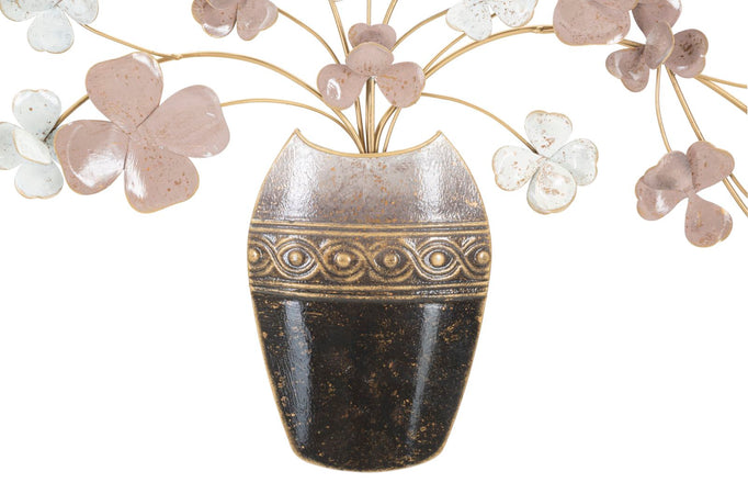 Pannello vaso decorativo con fiori in ferro per decorazioni ambienti