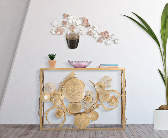 Pannello vaso decorativo con fiori in ferro per decorazioni ambienti