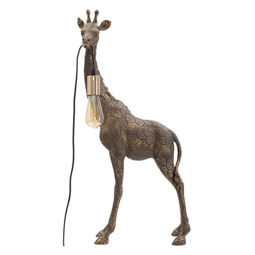 Lampada da tavolo Giraffa struttura in poliresina color oro antico per interni