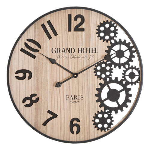 Orologio da parete con ingranaggi in ferro e legno MDF per salotto e cucina