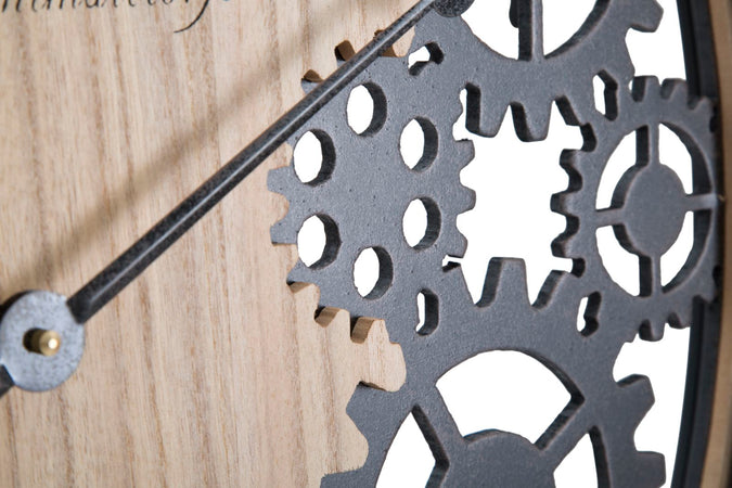 Orologio da parete con ingranaggi in ferro e legno MDF per salotto e cucina