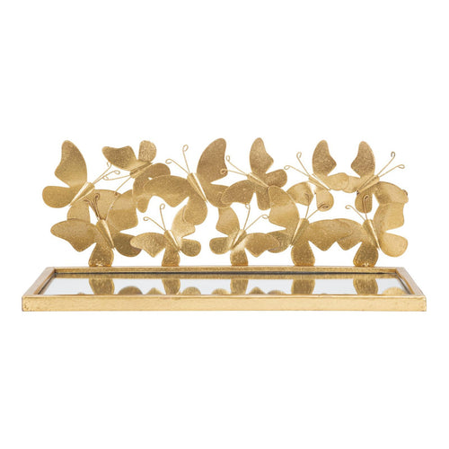 Mensole da parete in metallo con farfalle ripiano in vetro per decorazioni ambienti set da 2