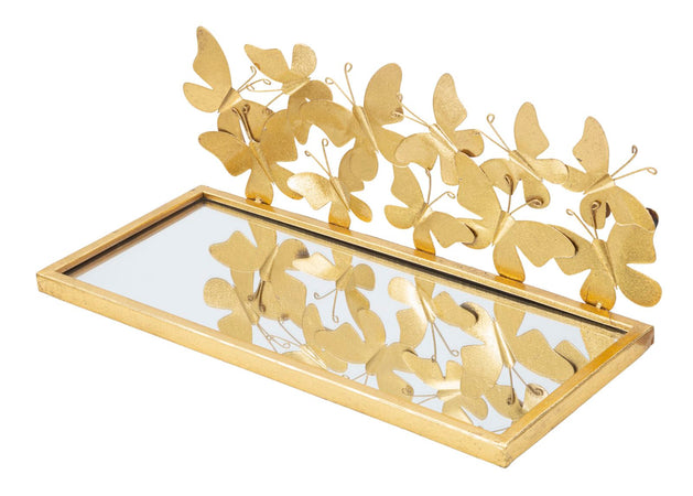 Mensole da parete in metallo con farfalle ripiano in vetro per decorazioni ambienti set da 2