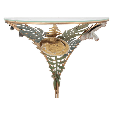 Mensola da muro struttura in metallo e ripiano in vetro per interni