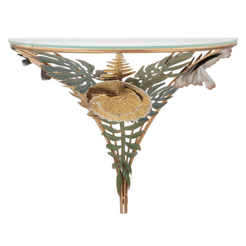 Mensola da muro struttura in metallo e ripiano in vetro per interni