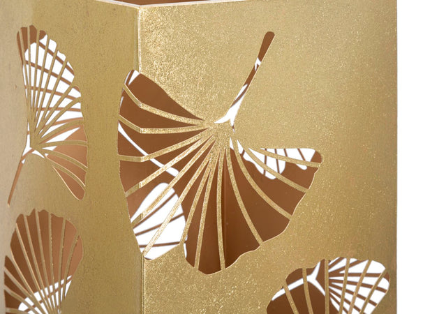 Porta ombrelli quadrato struttura in ferro color oro con foglie decorative