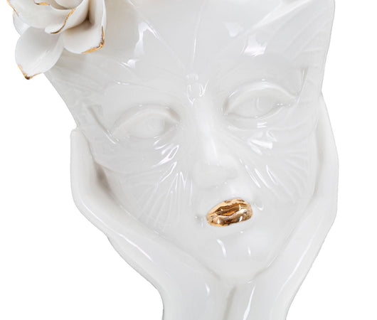 Vaso donna con maschera in porcellana bianca per decorazioni ambienti